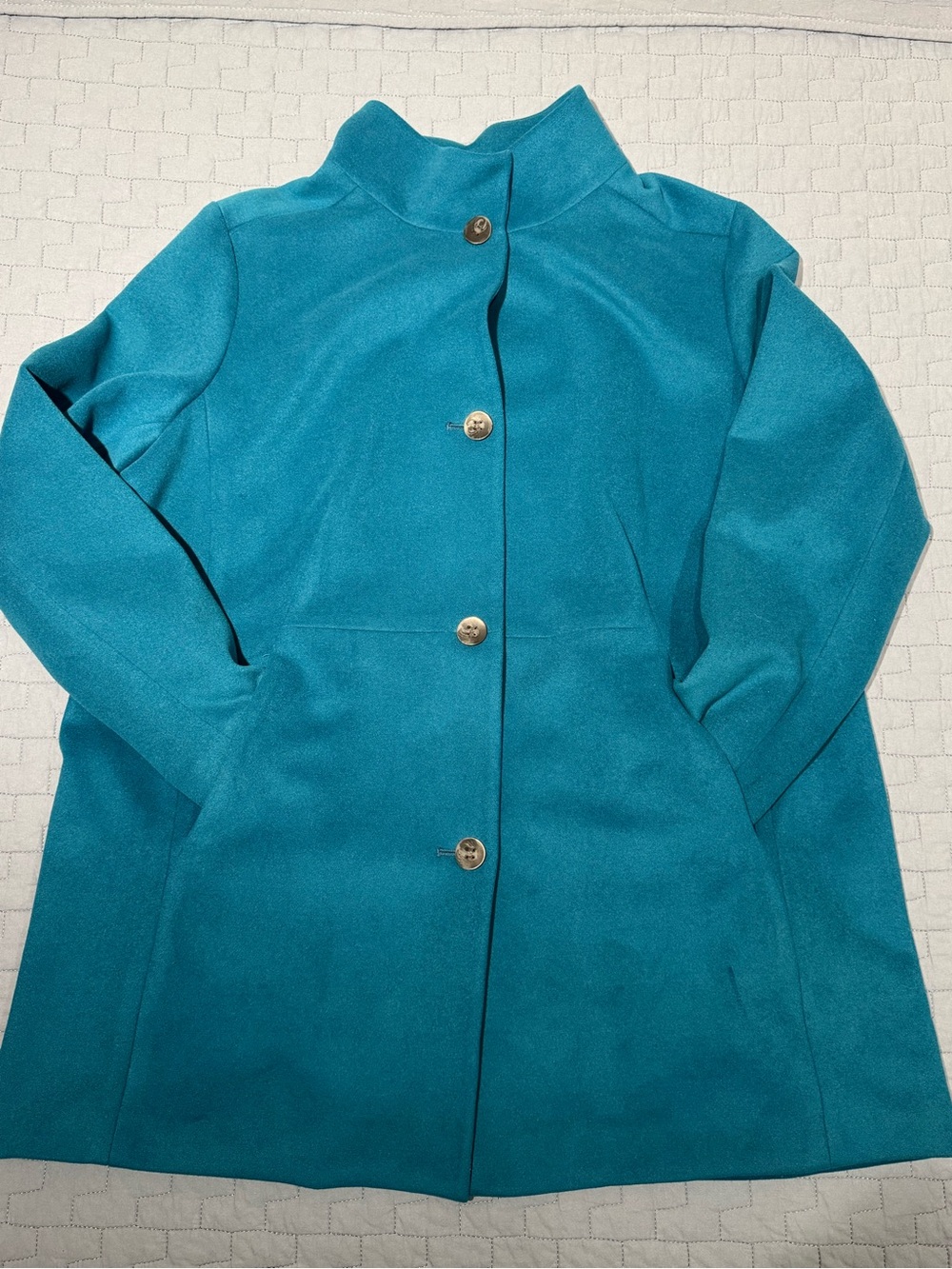J. Jill Teal Button-Front Pea Coat